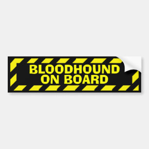 Bloedhond op de gele waarschuwingssticker bumpersticker