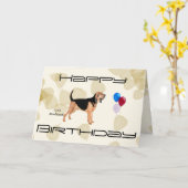 Bloedhond op Tan Bladeren Kaart (Gele Bloem)