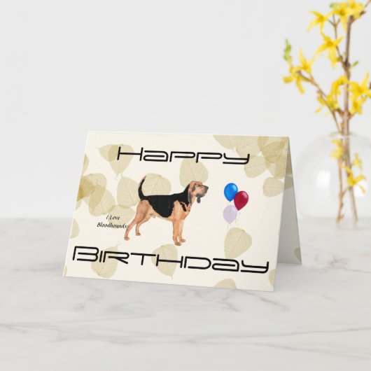 Bloedhond op Tan Bladeren Kaart (Gele Bloem)