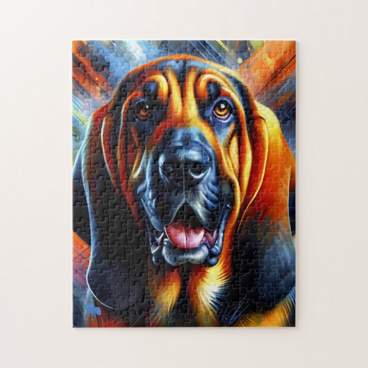 Bloedhond Portret Acryl Art Print Hond Legpuzzel (Verticaal)