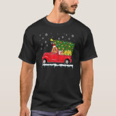 Bloedhond rode auto vrachtwagen kerstboom kerstmis t-shirt (Voorkant)