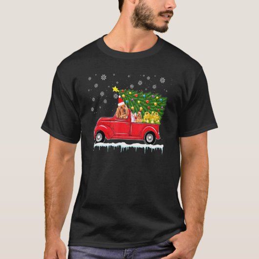 Bloedhond rode auto vrachtwagen kerstboom kerstmis t-shirt (Voorkant)