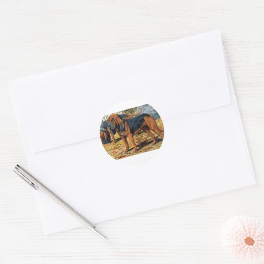 bloedhond ronde sticker (Envelop)