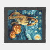 Bloedhond Schattige Hond Halloween Jack O Lantern  Fleece Deken (Voorkant (Horizontaal))