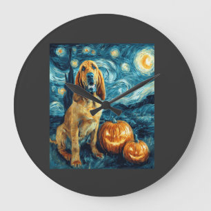 Bloedhond Schattige Hond Halloween Jack O Lantern Grote Klok