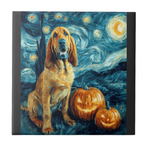 Bloedhond Schattige Hond Halloween Jack O Lantern Tegeltje