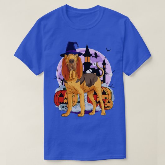 bloedhond Schattigee heks Halloween pompoen T-shirt (Design voorkant)