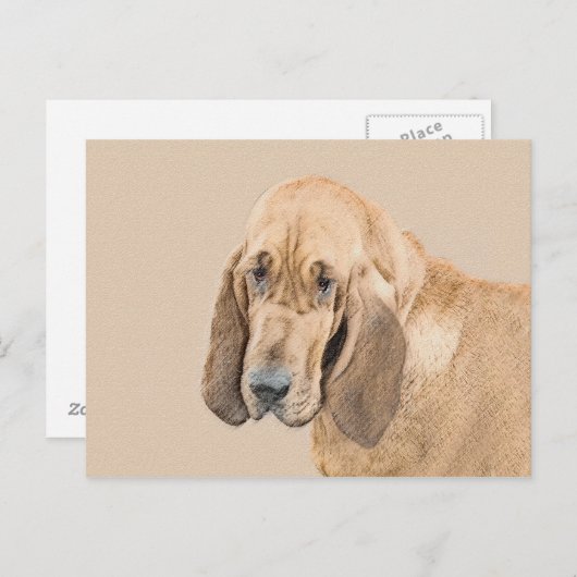 Bloedhond schilderen - Kute Original Dog Art Briefkaart (Voorkant / Achterkant)