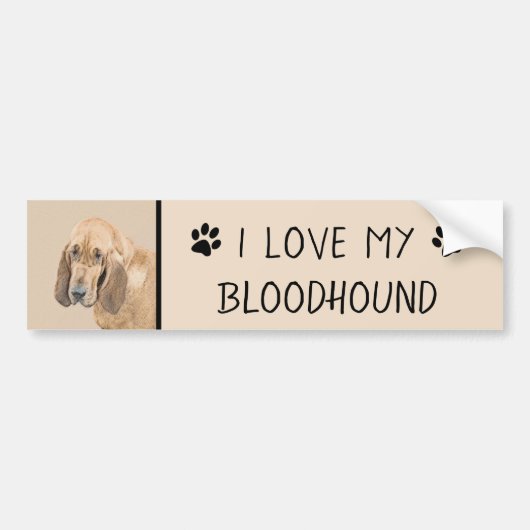 Bloedhond schilderen - Kute Original Dog Art Bumpersticker (Voorkant)