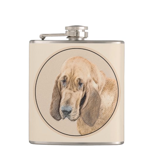 Bloedhond schilderen - Kute Original Dog Art Heupfles (Voorkant)
