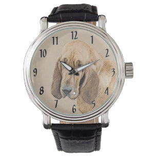 Bloedhond schilderen - Kute Original Dog Art Horloge