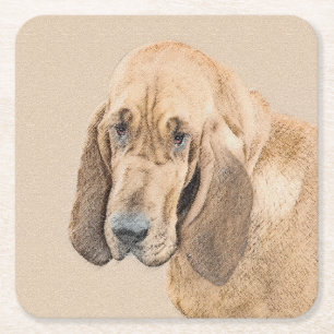 Bloedhond schilderen - Kute Original Dog Art Kartonnen Onderzetters