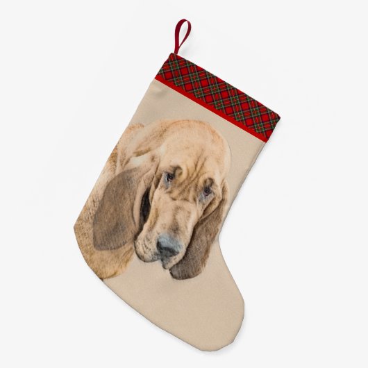 Bloedhond schilderen - Kute Original Dog Art Kleine Kerstsok (Voorkant (Hangend))