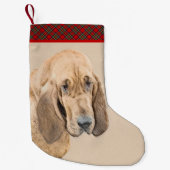 Bloedhond schilderen - Kute Original Dog Art Kleine Kerstsok (Voorkant)