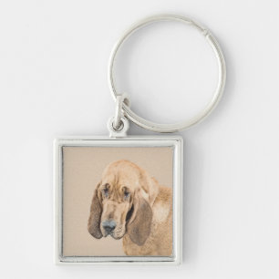 Bloedhond schilderen - Kute Original Dog Art Sleutelhanger
