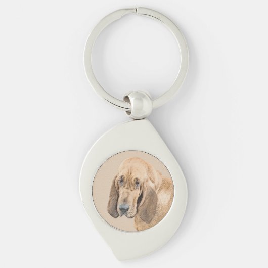 Bloedhond schilderen - Kute Original Dog Art Sleutelhanger (Voorkant)