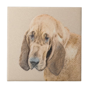 Bloedhond schilderen - Kute Original Dog Art Tegeltje