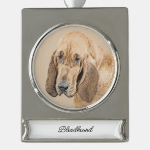 Bloedhond schilderen - Kute Original Dog Art Verzilverd Banner Ornament