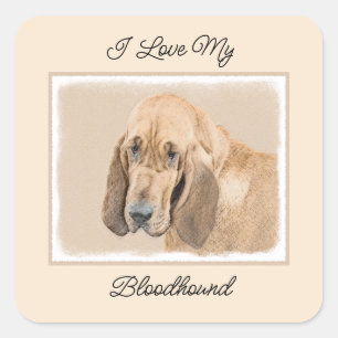Bloedhond schilderen - Kute Original Dog Art Vierkante Sticker