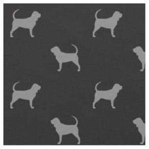 Bloedhond Silhouetten Grijs en Zwart Patroon Stof