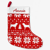 Bloedhond Silhouetten vakantiepatroon Schattige Kleine Kerstsok (Voorkant)