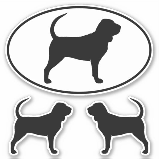 bloedhond silhouetten vinyl Sticker set (Voorkant)