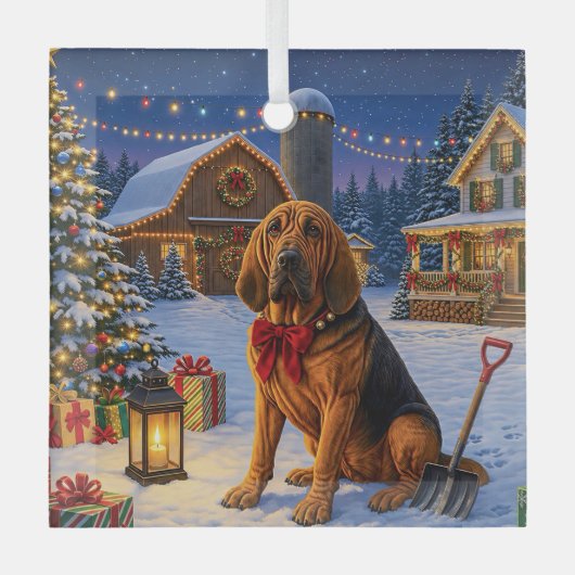 Bloedhond Vakantie  Glas Ornament (Voorkant)