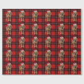 Bloedhond Vakantie Red Plaid Kerstmis Cadeaupapier (Vlak)