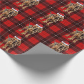 Bloedhond Vakantie Red Plaid Kerstmis Cadeaupapier (Hoek)