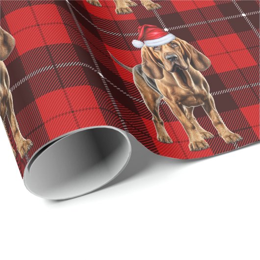 Bloedhond Vakantie Red Plaid Kerstmis Cadeaupapier (Rol Hoek)