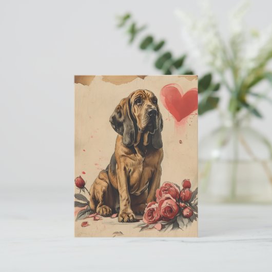 bloedhond  Valentijnsdag Briefkaart (Staand voorkant)