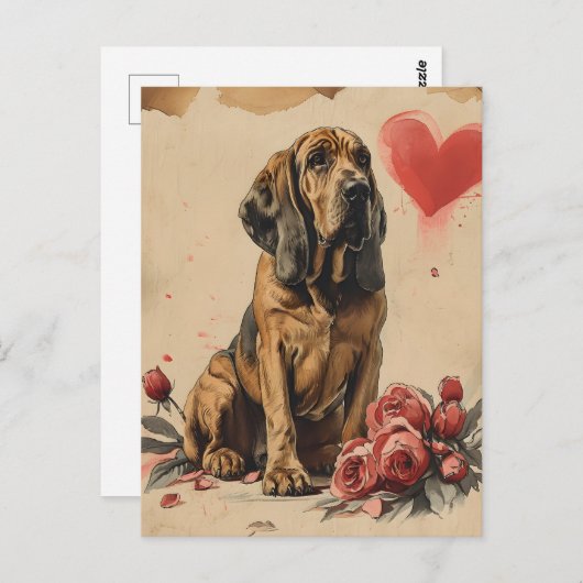 bloedhond  Valentijnsdag Briefkaart (Voorkant / Achterkant)