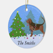 Bloedhond Versiering kerstboom Keramisch Ornament (Links)