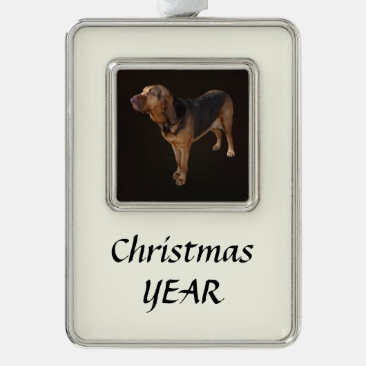 bloedhond verzilverd omlijst ornament (Voorkant)