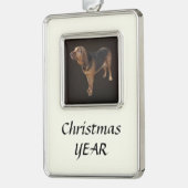 bloedhond verzilverd omlijst ornament (Links)