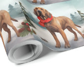 Bloedhondhond in Sneeuw Kerstmis Cadeaupapier (Rol Hoek)
