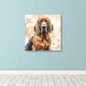 Bloedhondhondliefhebber en perzikbloesem canvas afdruk (Insitu (Houten vloer))