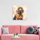 Bloedhondhondliefhebber en perzikbloesem canvas afdruk (Insitu (Woonkamer))