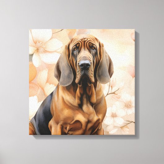 Bloedhondhondliefhebber en perzikbloesem canvas afdruk (Voorkant)
