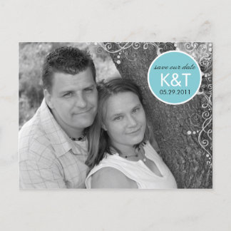 Bloedig monogram - Foto Save the Date Briefkaart