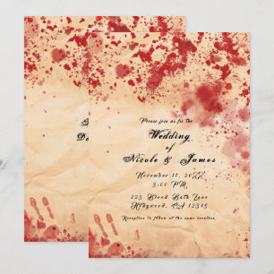 Bloedig Vintage Papier Halloween Gotische Bruiloft Kaart
