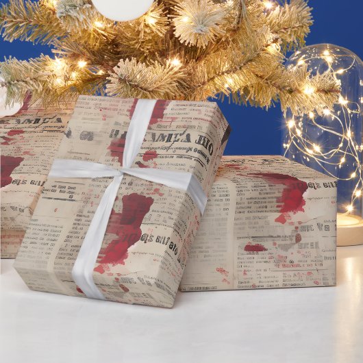 Bloedige Krantenprint Cadeaupapier (Feestdagen)