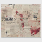 Bloedige Krantenprint Cadeaupapier (Vlak)