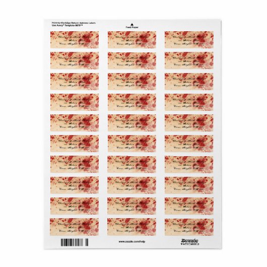 Bloedige papier Halloween Gotische bruiloft Etiket (Full Sheet)