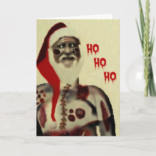 Bloedige Zombie de Kerstman Feestdagen Kaart (Voorkant)