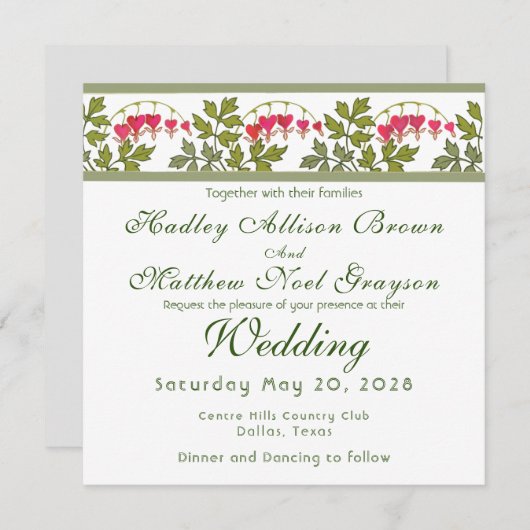 bloeding Hart Floral bruiloft uitnodiging (Voorkant / Achterkant)