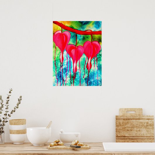 Bloeding Hartaandoeningen Waterverf abstract Poster (Keuken)