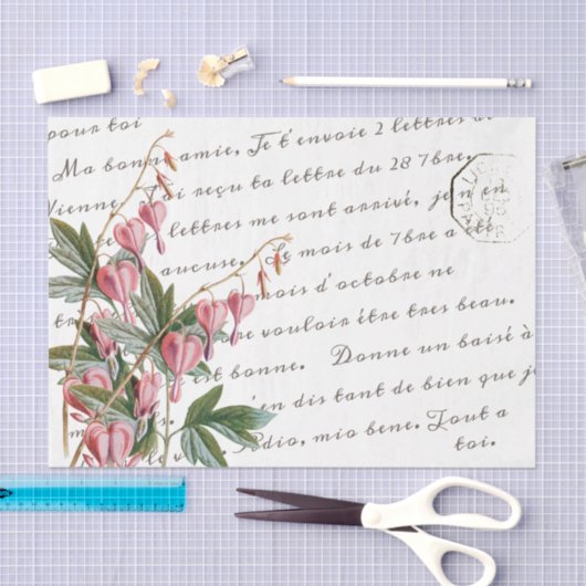 bloeding hartbloem in het Franse script Tissuepapier (Craft)