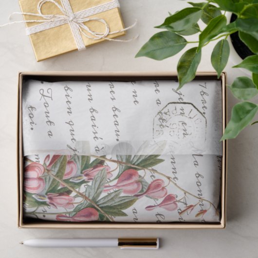 bloeding hartbloem in het Franse script Tissuepapier (Geschenk)