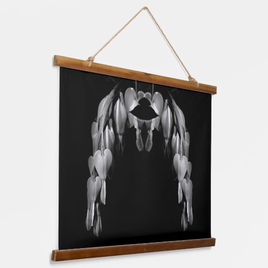 bloeding hartbloemen in zwart-wit Abstract Hangend Wandkleed (Gebogen)